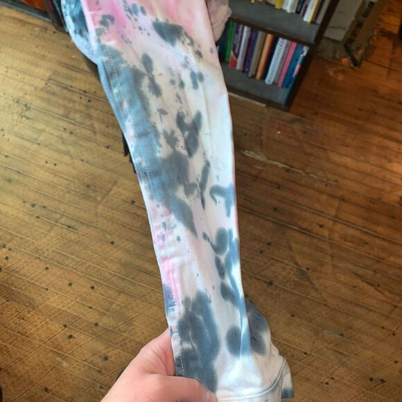 Gap one of a kind pink and black white tie dye stretchy upcycle M jacket - Picture 7 of 8